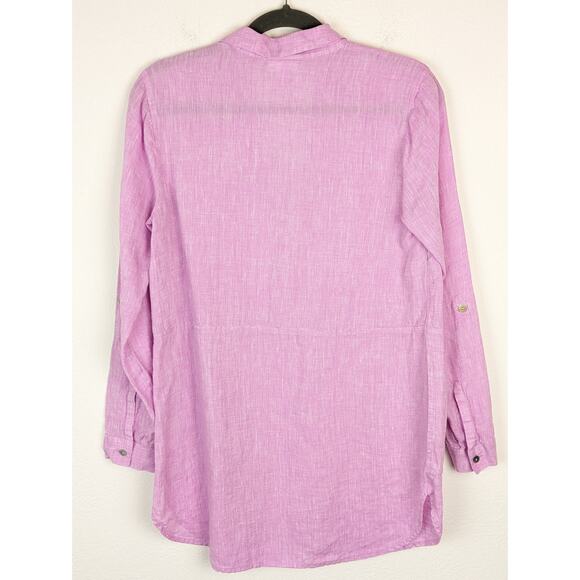 J Jill Love Linen Top Roll Tab Popover Lilac Purple Pink Spring Summer Size XS - Picture 5 of 11